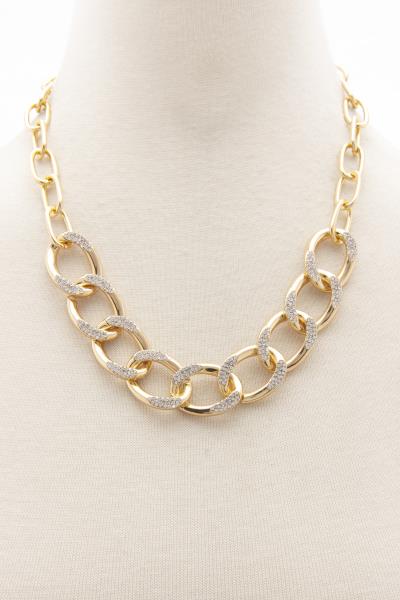 OVAL LINK RHINESTONE NECKLACE