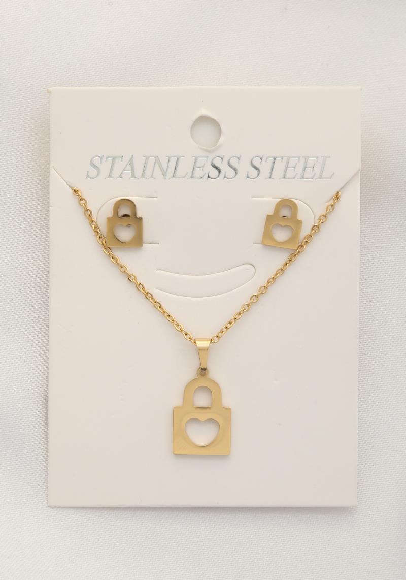 HEART LOCK STAINLESS STEEL NECKLACE