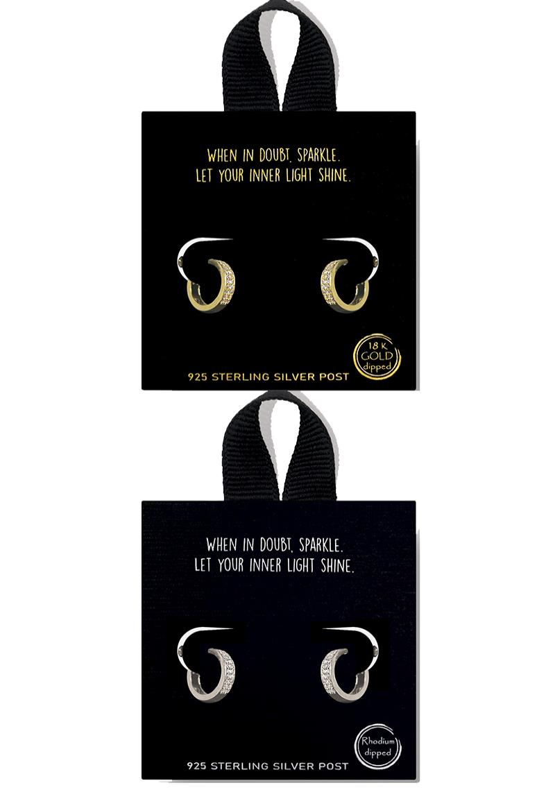 18K GOLD RHODIUM DIPPED HUGGIE HOOP EARRING