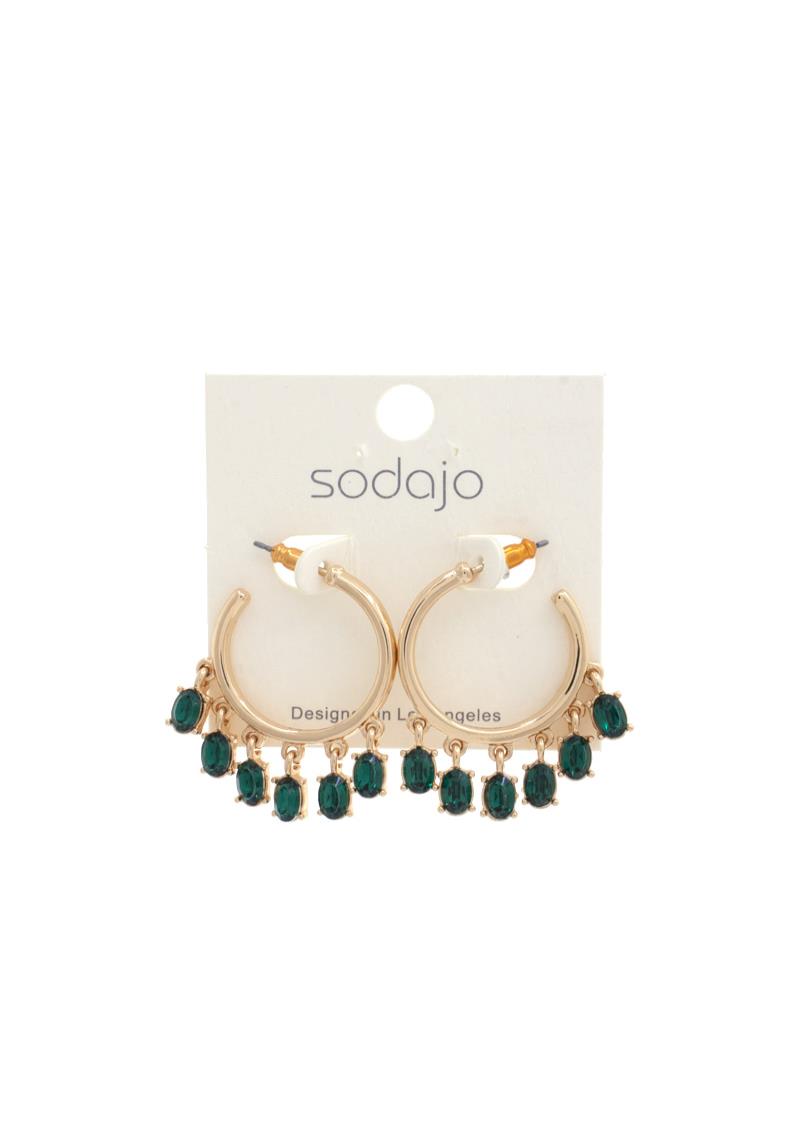 SODAJO CRYSTAL OPEN CIRCLE DANGLE EARRING