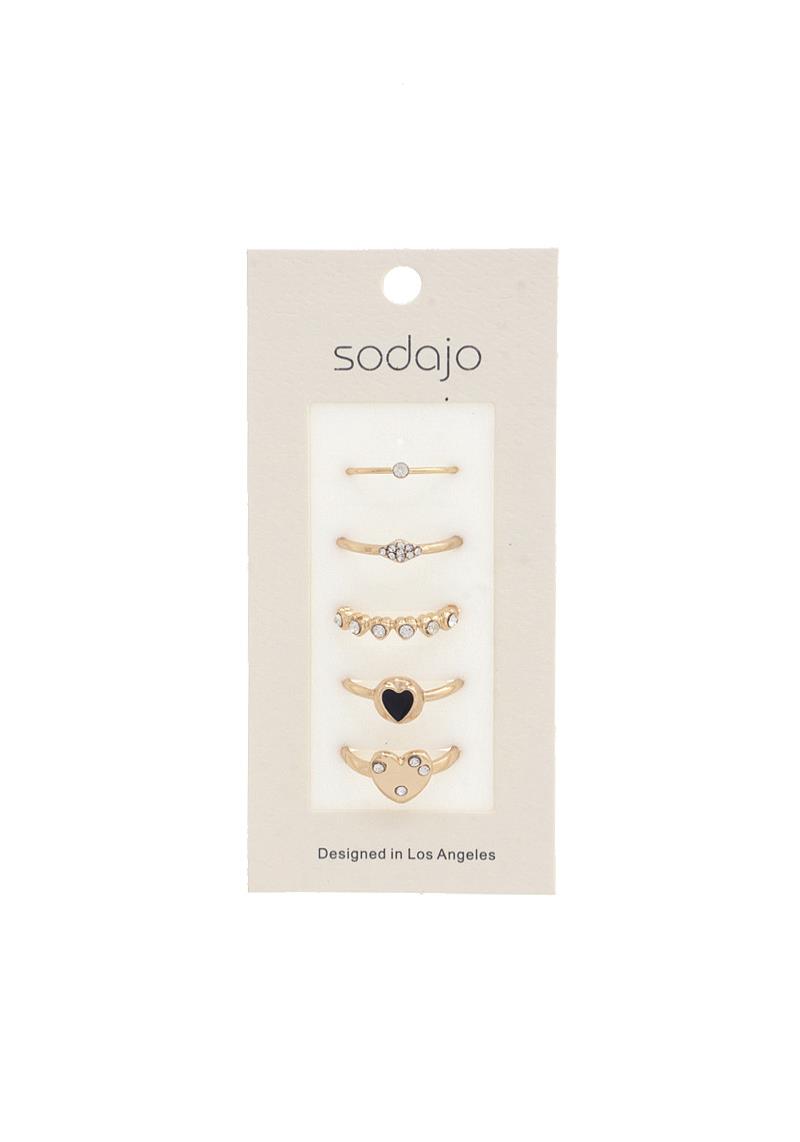 SODAJO HEART SHAPE ASSORTED RING SET