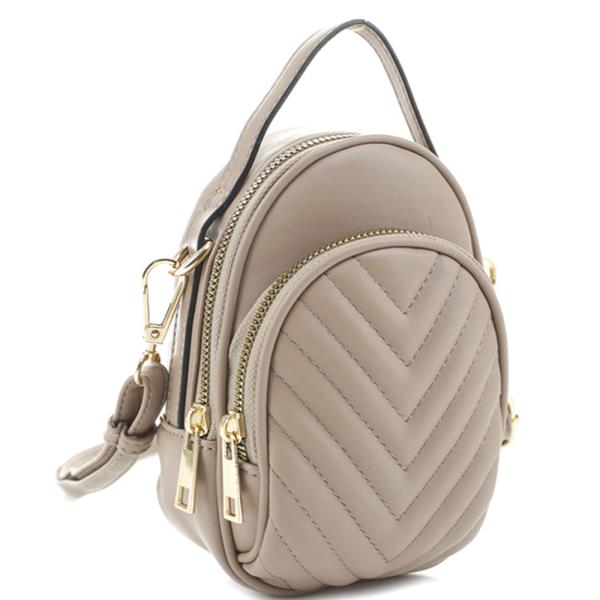 STYLISH V STITCH SMOOTH OVAL HANDLE CROSSBODY BAG