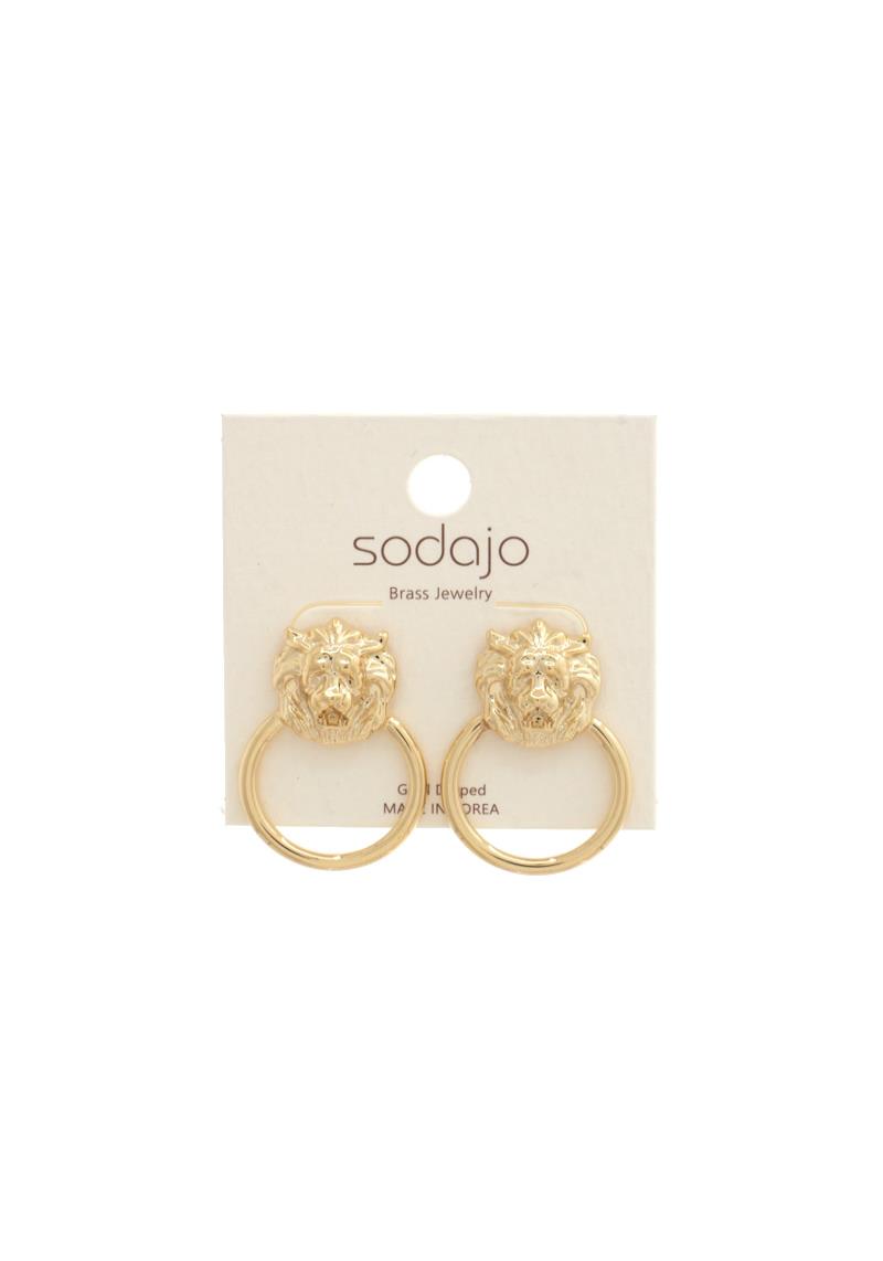 SODAJO LION HEAD METAL RING EARRING