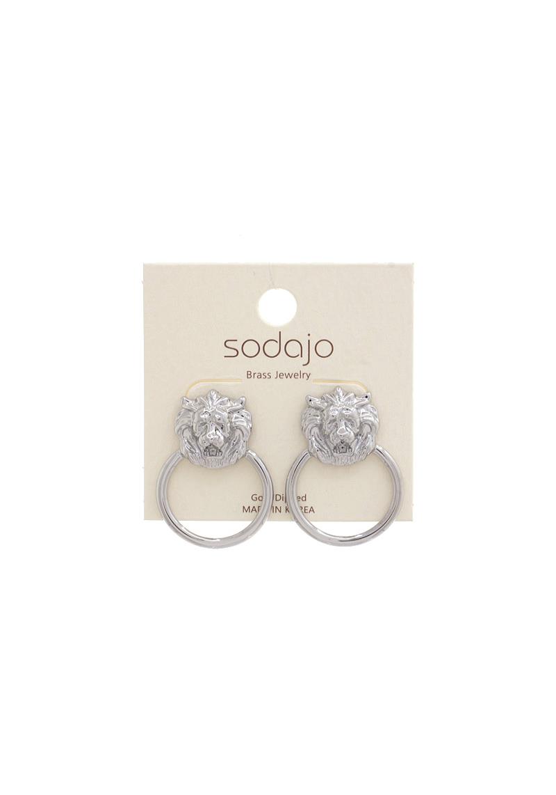 SODAJO LION HEAD METAL RING EARRING