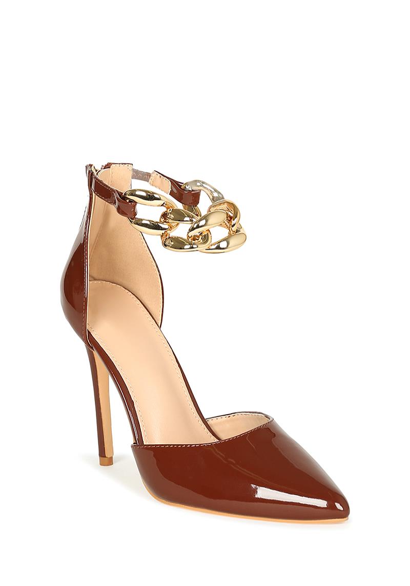 ELEGANT ANKLE CHAIN LINK HIGH POINTY HEEL