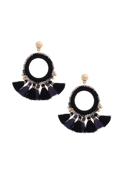 ROUND TASSEL DANGLE EARRING
