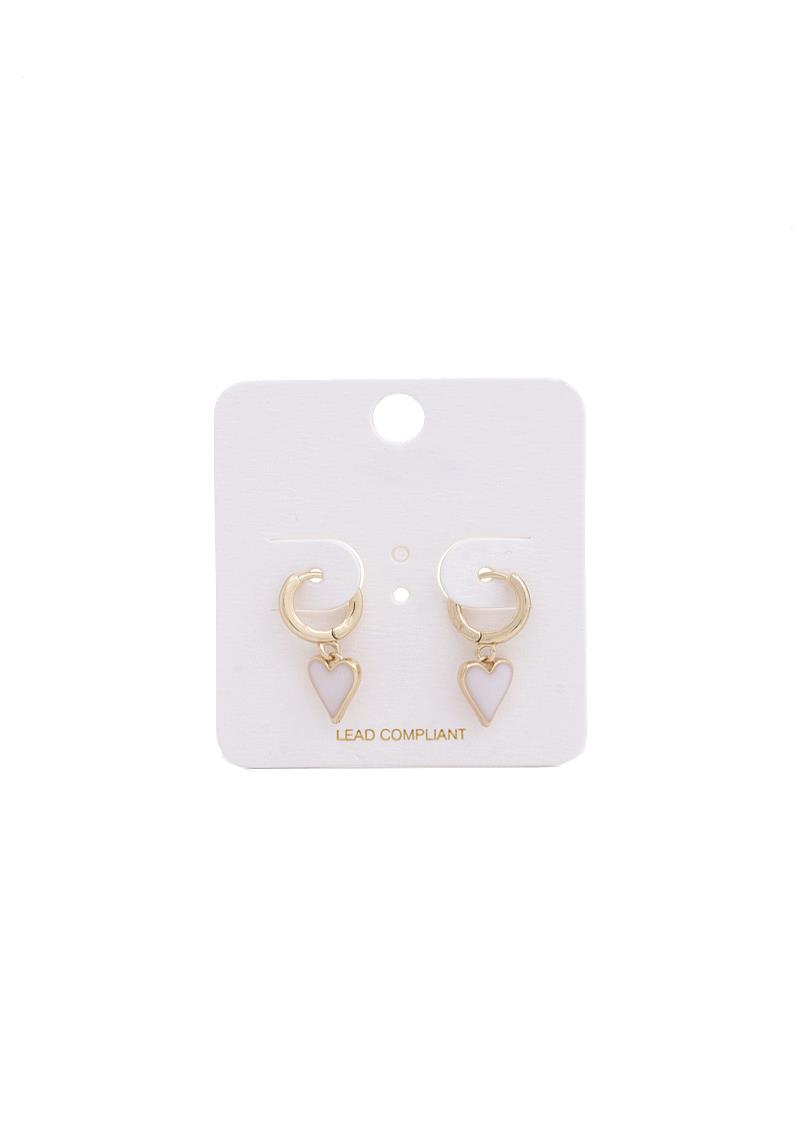 ENAMEL HEART HUGGIE EARRING
