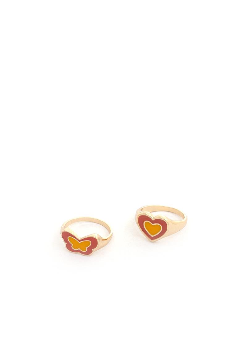 HEART BUTTERFLY METAL RING SET