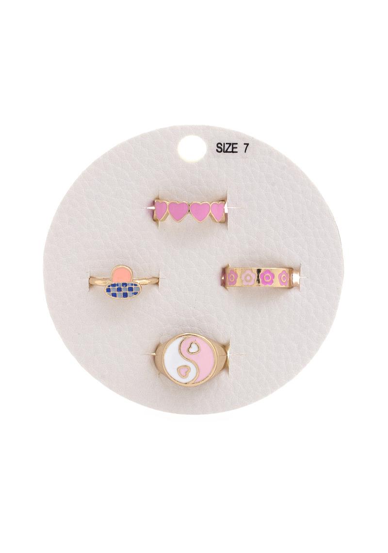 HEART YING YANG ASSORTED RING SET
