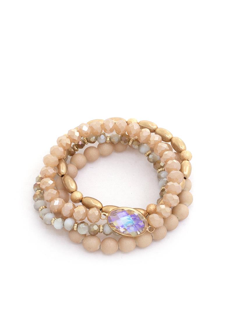 OVAL BEADED STACKABLE BRACELET SET