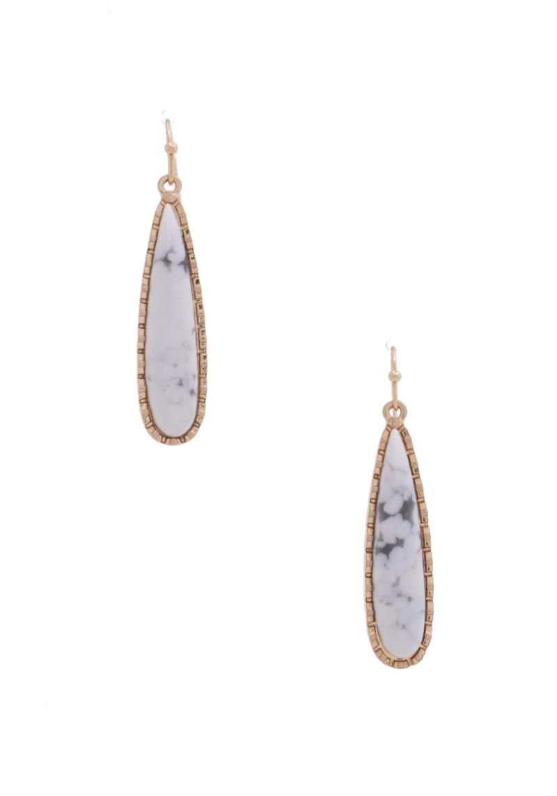 LONG TEARDROP STONE EARRING