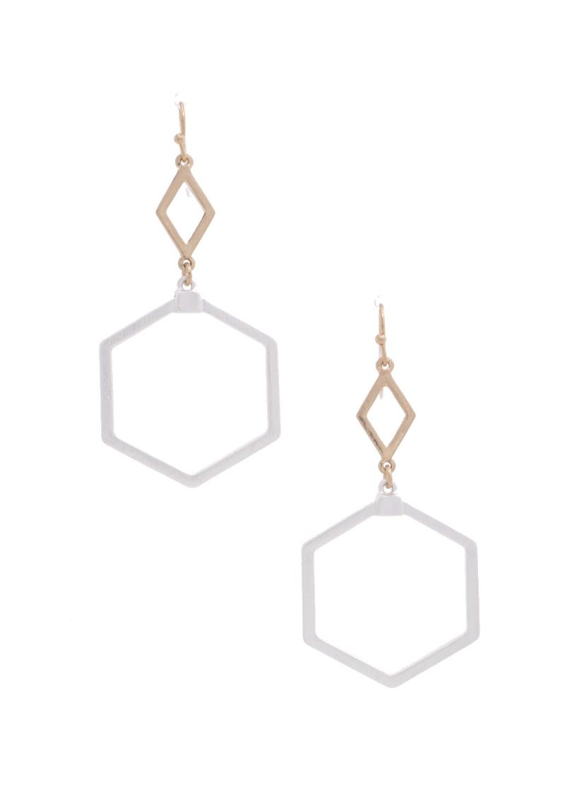 HEXAGON SHAPE DANGLE EARRING