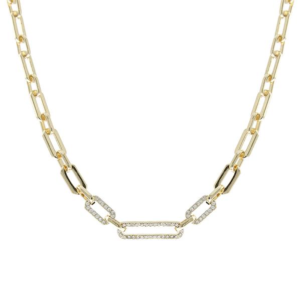 CRYSTAL CENTER LINK CHAIN CHOKER NECKLACE