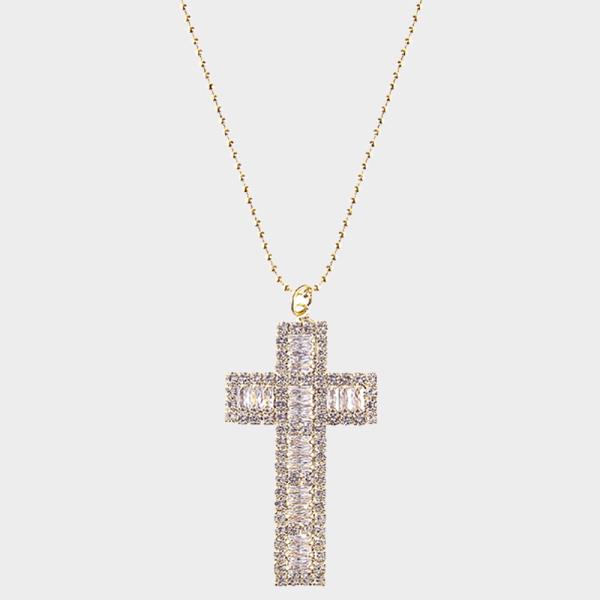CRYSTAL CROSS PENDANT NECKLACE