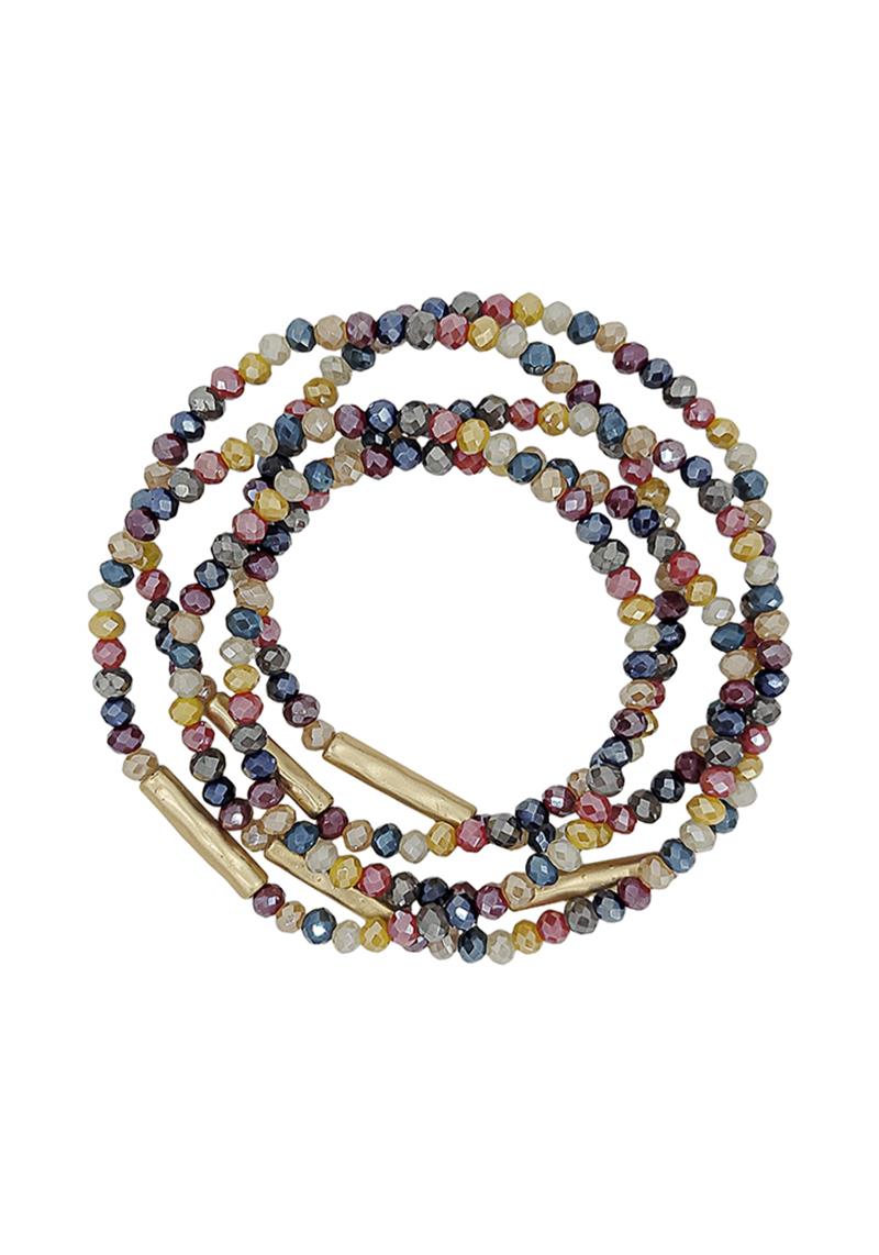 GLASS BEAD STRETCH BRACELET SET