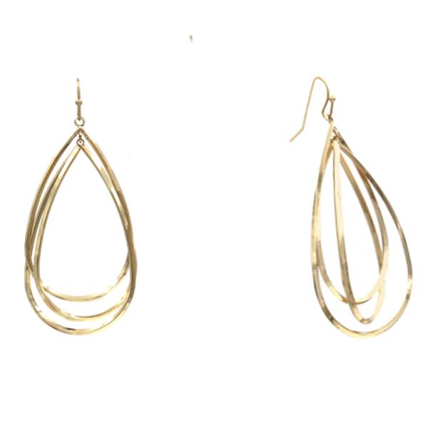 TRIPLE TEARDROP BRASS DANGLE EARRING
