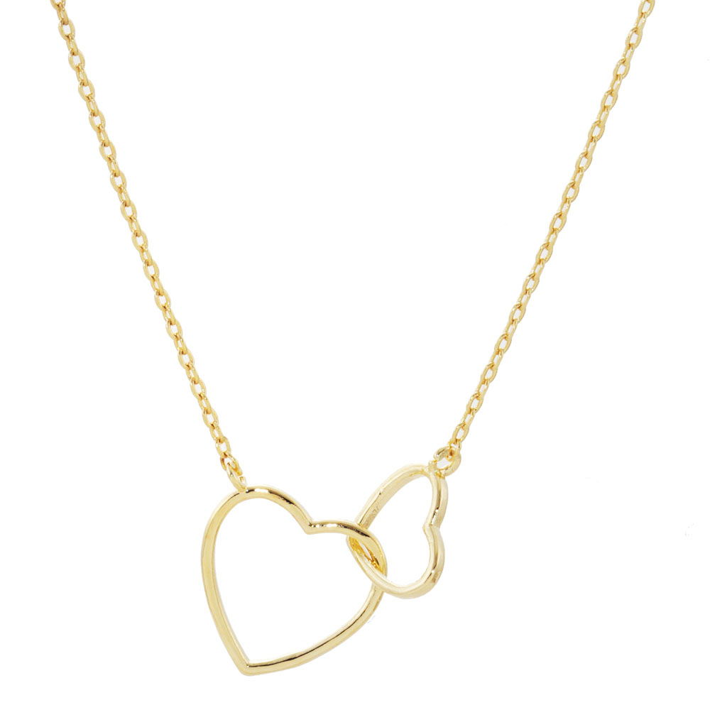 18K GOLD RHODIUM DIPPED TWO HEARTS NECKLACE