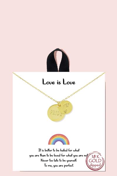 18K GOLD RHODIUM DIPPED LOVE IS LOVE NECKLACE