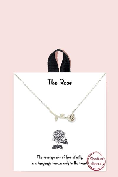 18K GOLD RHODIUM DIPPED THE ROSE NECKLACE