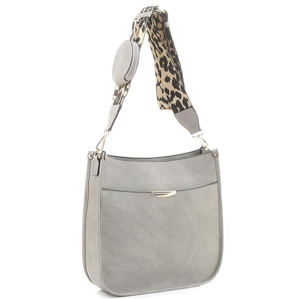 2IN1 STYLISH PLAIN ANIMAL PRINT STRAP CROSSBODY BAG WITH COIN PURSE