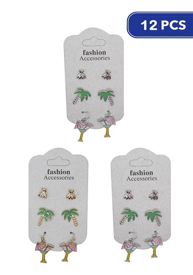 FASHION PLAMTREE COCKTAIL EARRING (12 UNITS)