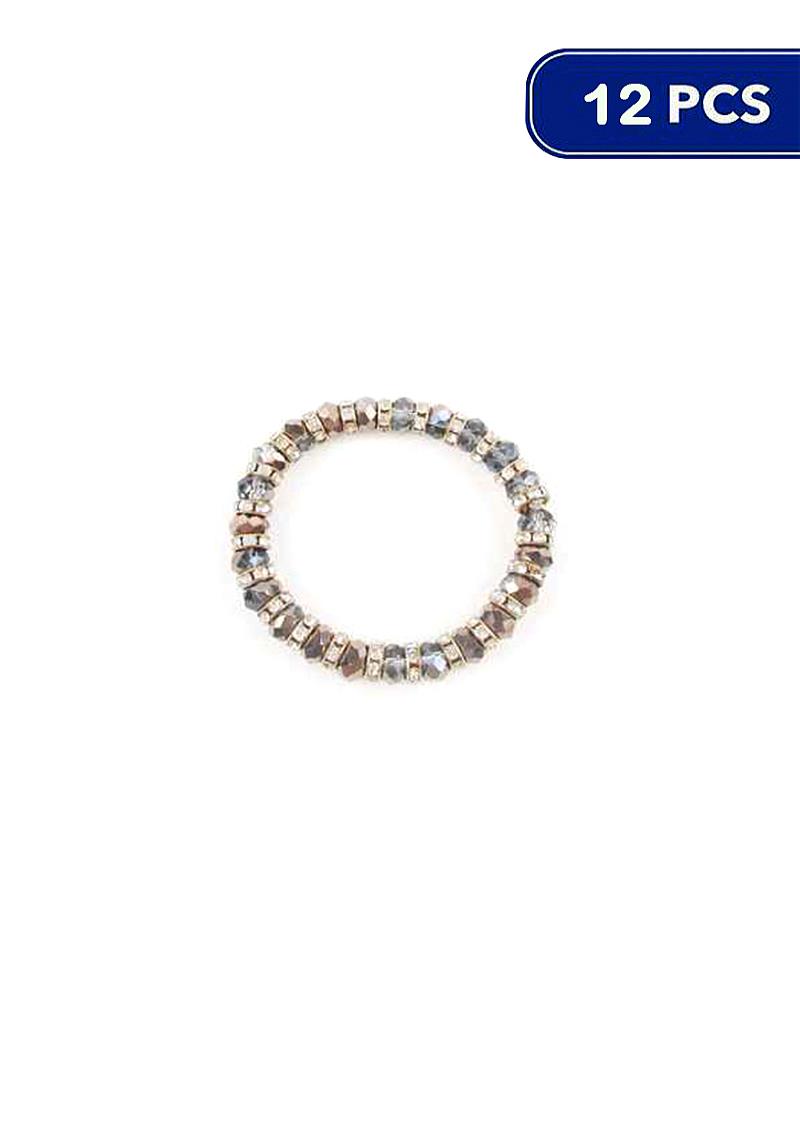 FASHION PATTERN CRYSTALIZED BALL BEAD BRACELET (12 UNITS)