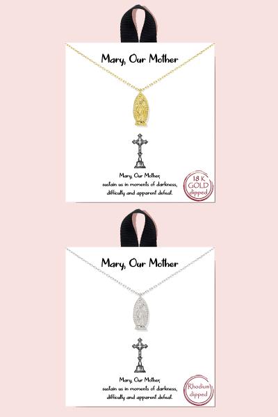 18K GOLD RHODIUM DIPPED MARY, OUR MOTHER NECKLACE