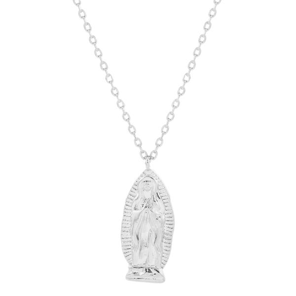 18K GOLD RHODIUM DIPPED MARY, OUR MOTHER NECKLACE