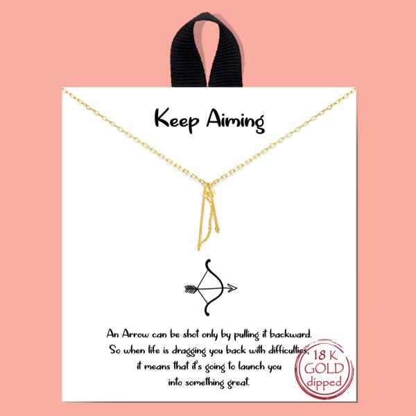 18K GOLD RHODIUM DIPPED KEEP AIMING NECKLACE