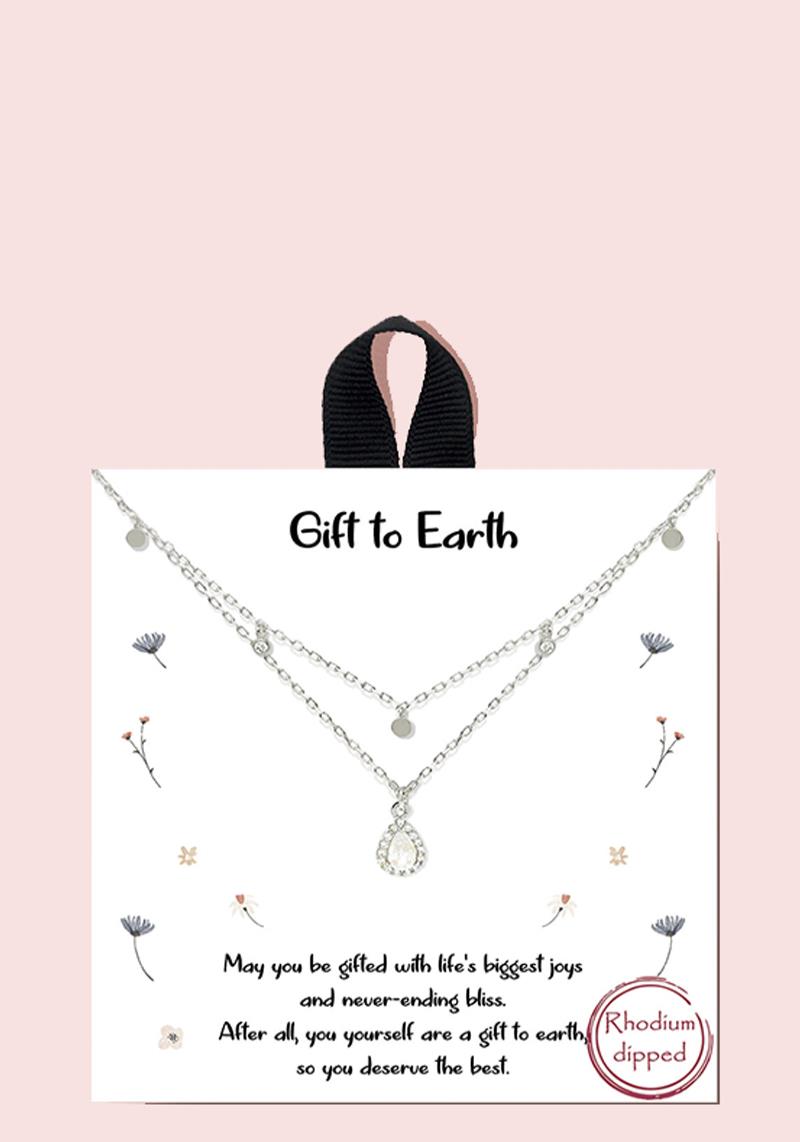18K GOLD RHODIUM DIPPED GIFT TO EARTH PENDANT NECKLACE