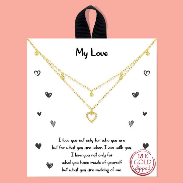18K GOLD RHODIUM DIPPED MY LOVE PENDANT NECKLACE