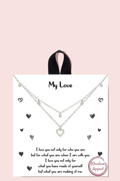 18K GOLD RHODIUM DIPPED MY LOVE PENDANT NECKLACE