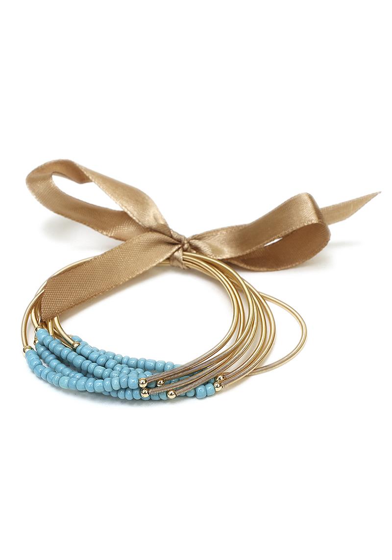 SEED BEAD METAL MULTI STERTCH BRACELET SET