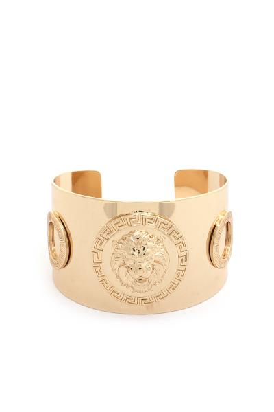 LION HEAD GREEK PATTERN METAL CUFF BRACELET