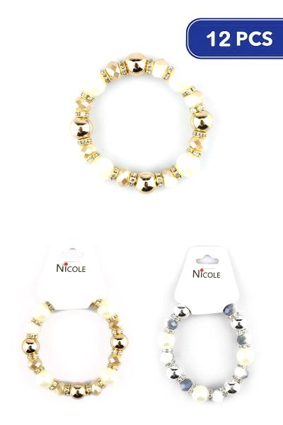 MIX BEAD STRETCH BRACELET (12 UNITS)