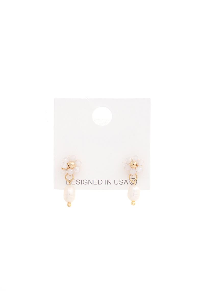 FLORAL OVAL DROP POST METAL EARRING