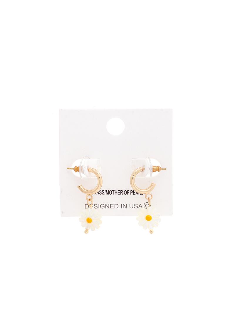 FASHION OPEN ROUND FLOWER DANGLE POST EARRING
