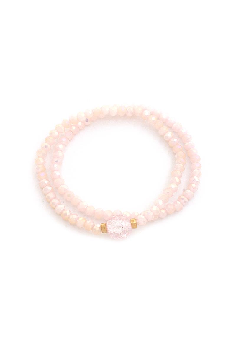 CRYSTAL BEAD BALL 2 PC BRACELET