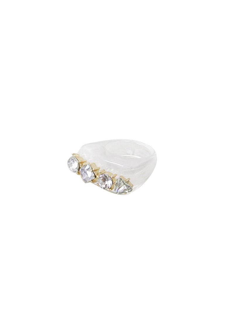 LUCITE STONE WIDE RING