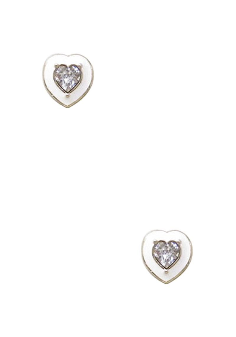 HEART STONE STUD EARRING