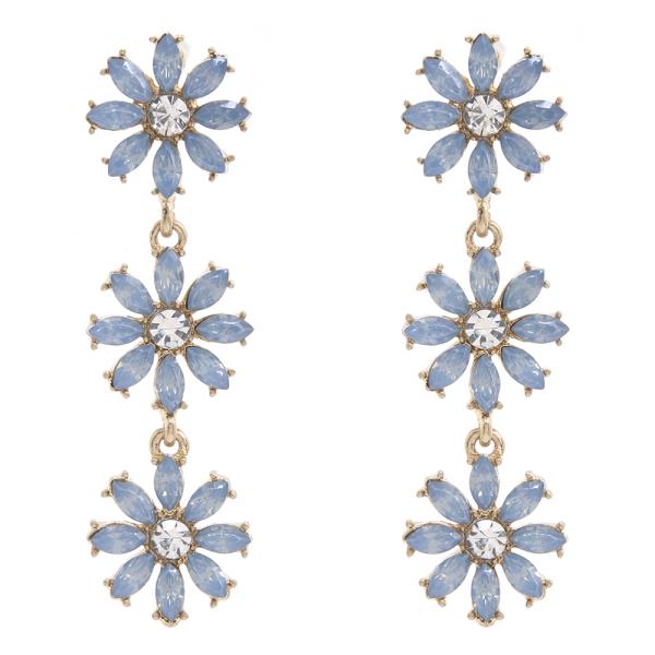 COLOR FLOWER STONE DROP EARRING