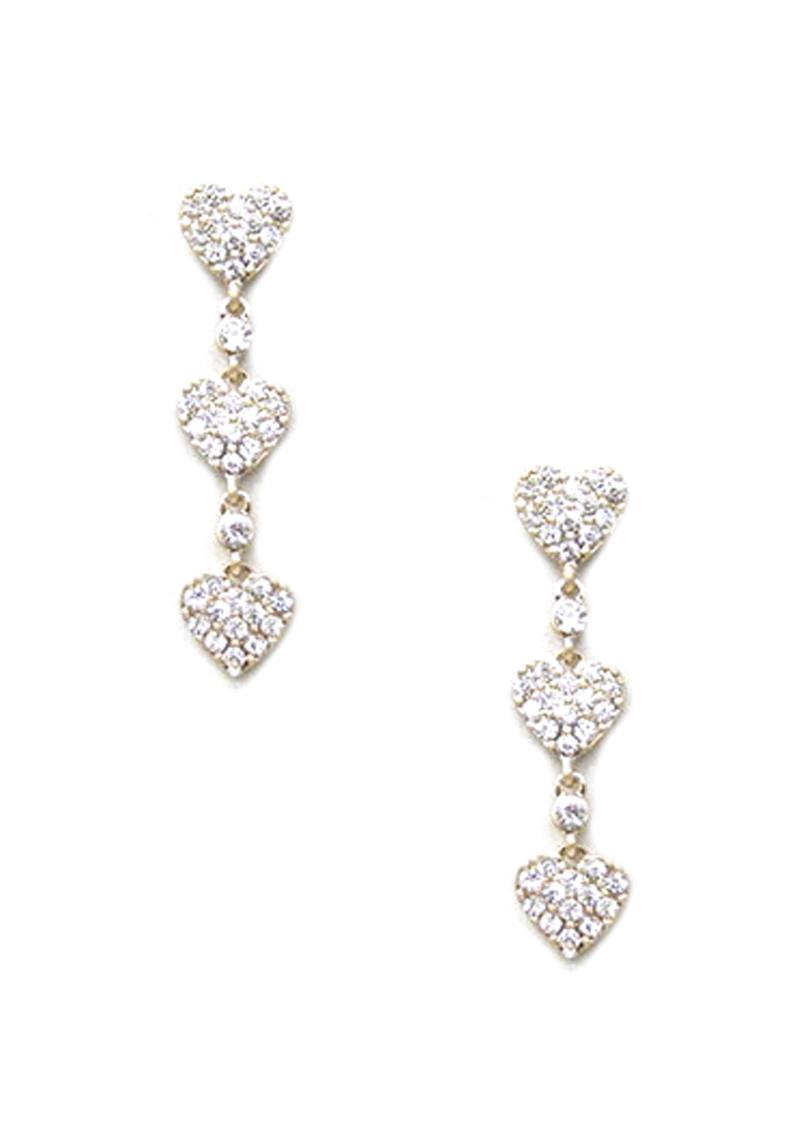 RHINESTONE HEART DROP EARRING