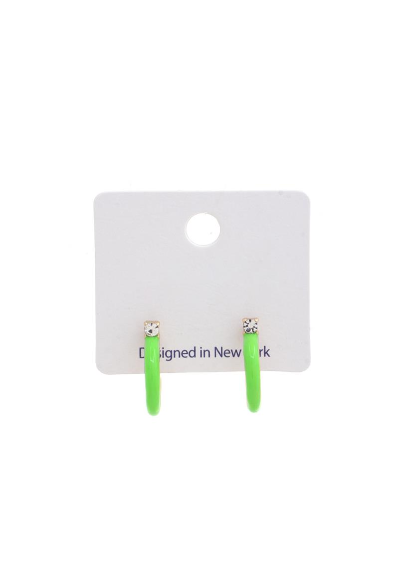 RHINESTONE COLOR HUGGIE HOOP EARRING