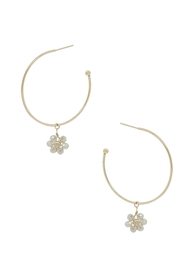 FLOWER BEADS CHARM W/C HOOP EARRING