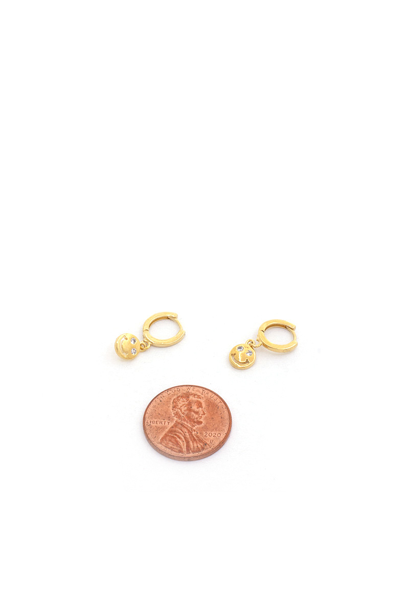 DAINTY HAPPY FACE HUGGIE GOLD DIPPED EARRING