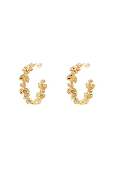 LEAF PATTERN GOLD DIPPED HOOP EARRING