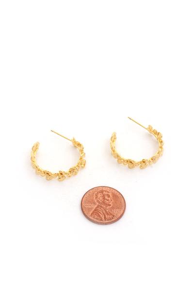 LEAF PATTERN GOLD DIPPED HOOP EARRING