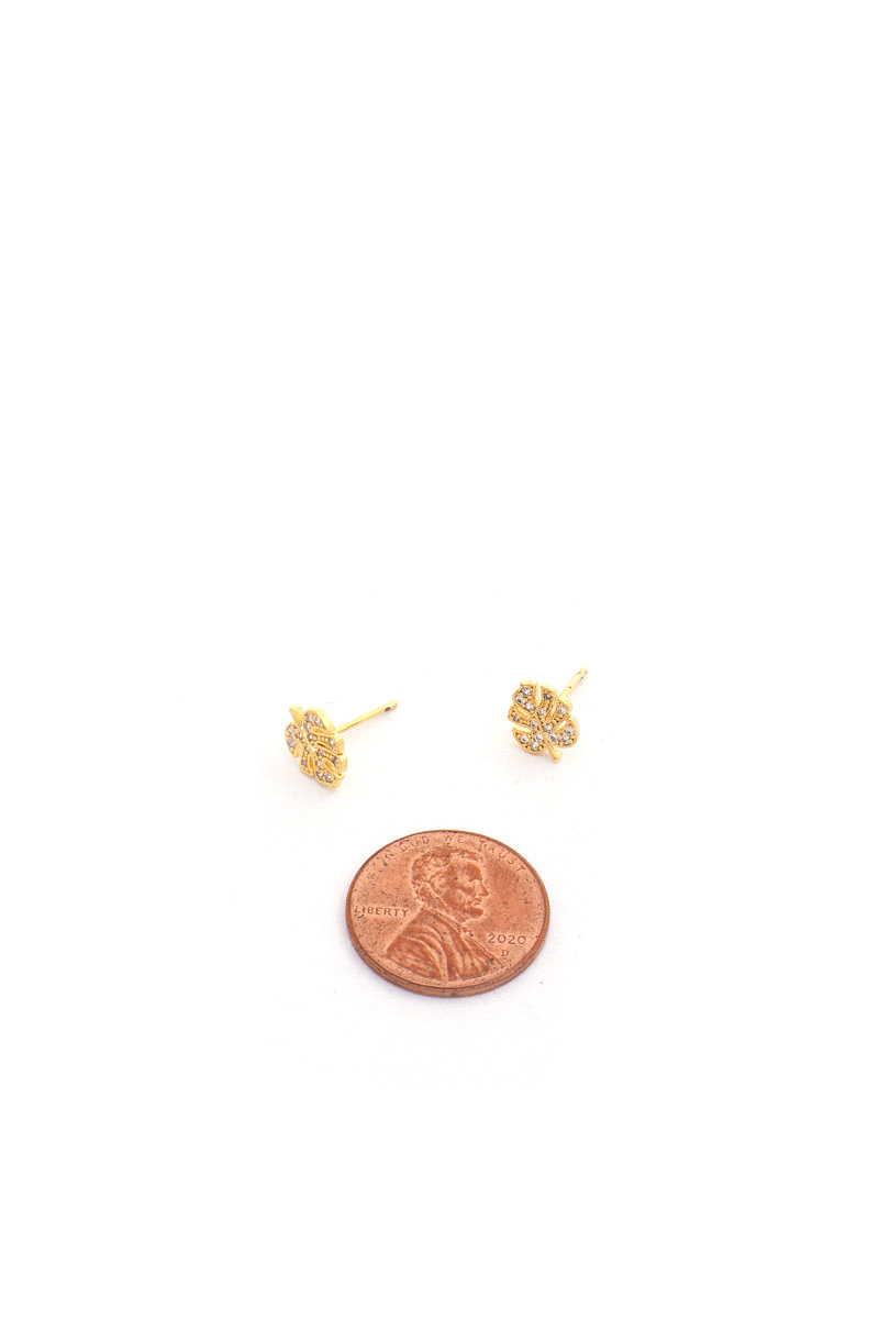 DAINTY MONSTERA LEAF GOLD DIPPED EARRING
