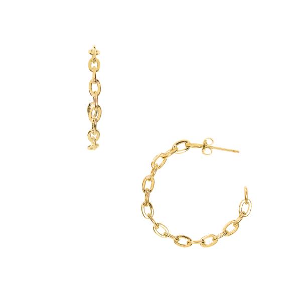 OVAL LINK GOLD DIPPED HOOP EARRING