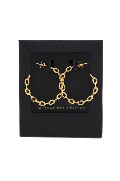 OVAL LINK GOLD DIPPED HOOP EARRING